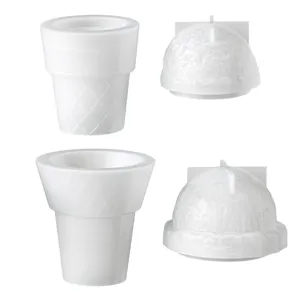 Silicone ice cream cone mold set for DIY candle jars, plaster ornaments and storage containers.