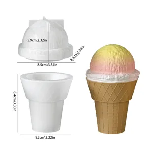 Ice cream cone silicone mold for DIY aromatherapy plaster candle cup and storage jar making tool