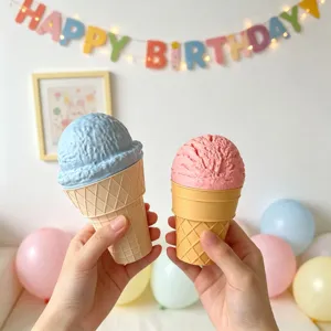 DIY Ice Cream Cone Silicone Mold Plaster Aroma Candle Holder Storage Jar Craft Decor