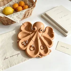 Ocean style octopus jewelry tray resin storage dish ring holder aesthetic tabletop decor.