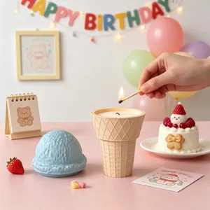 Ice cream cone silicone mold scented candle cup DIY desktop home storage jar decor