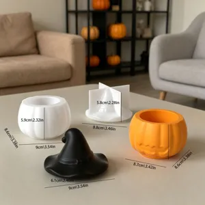 Halloween pumpkin storage jar silicone mold and witch hat DIY epoxy casting craft mold set.