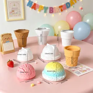Detailed view of silicone ice cream cone and scoop molds with precise dimension markers.
