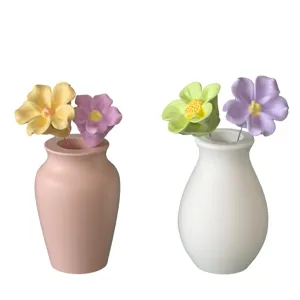 DIY 3D flower vase silicone mold and resin plaster ornament set for home decoration.