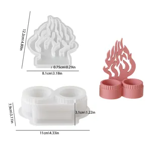 Detailed view of silicone mold displaying precise dimensions and pink finished candle holder.