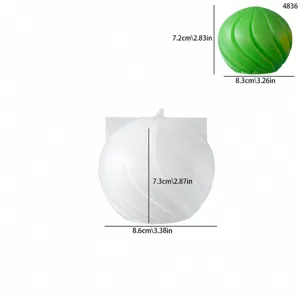 Striped rotating sphere candle silicone mold large size detail view with dimensions.