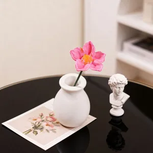 Exquisite epoxy resin poppy flower bonsai ornament for chic home desktop decor and aesthetic room design.
