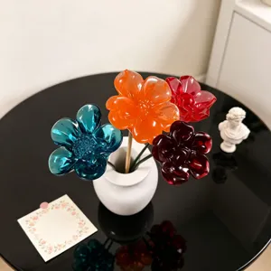 Colorful resin flower ornament tabletop decor DIY crystal epoxy floral centerpiece for home.