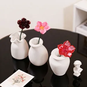 DIY crystal epoxy flower ceramic vase ornament set home desktop decorative bonsai crafts.