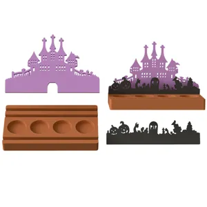 Kit de moule en silicone Halloween château pierre tombale silhouette citrouille bougie DIY.