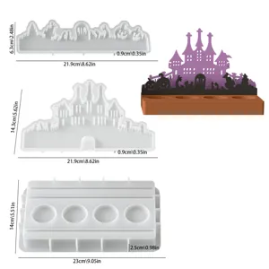 Moule en silicone château Halloween pour bougeoir gypse aromathérapie bricolage.