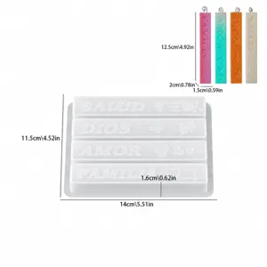 Silicone mold for long strip candles with Spanish blessing words, DIY craft tool for aromatherapy.
