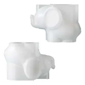 Gedetailleerd overzicht van de witte, doorschijnende 3D-olifant-siliconenmal voor knutselen.