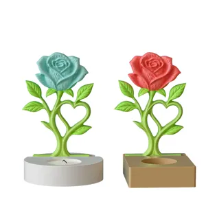 Rose heart candle holder silicone mold DIY aromatherapy candle base gypsum ornament decor