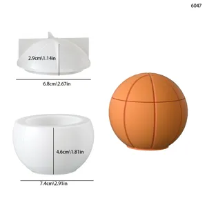 Basketball silicone storage jar mold DIY epoxy resin plaster candle cup container