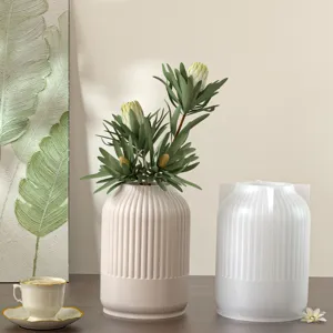 Molde de silicona para florero de rayas verticales de estilo nórdico para arreglos florales de bricolaje.