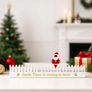 Vue détaillée du calendrier de l'Avent de Noël avec chiffres et marqueur dans un décor festif.