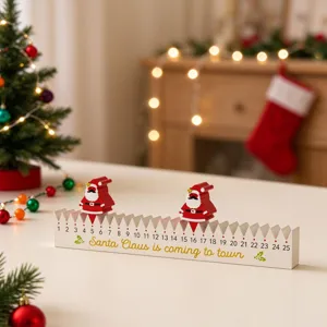 Vue détaillée du calendrier de l'Avent de Noël avec les chiffres 1-25 et figurines de Père Noël.