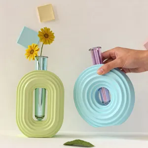Nordic minimalist geometric ring vase mold for home decor and flower arrangement.
