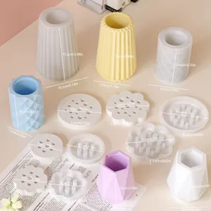 Silicone mold set for creative vases flower pots and concrete plaster DIY crafts.