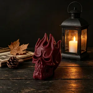 Stampo in silicone teschio di fiamma rosso scuro per candele profumate fai-da-te, decorazione 3D.
