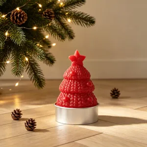 Moule en silicone pour bougie parfumée de sapin de Noël 3D texture tricotée déco