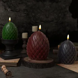 Bougie Oeuf de Dragon 3D avec Texture Écaille Style Fantaisie Sombre Décoration de Cire