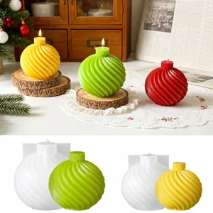 Molde de silicona para vela esférica en espiral de Navidad, kit de molde de yeso DIY.