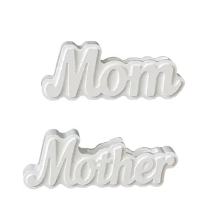 Detailed view of Mom and Mother silicone mold details for craft and candle making projects.
