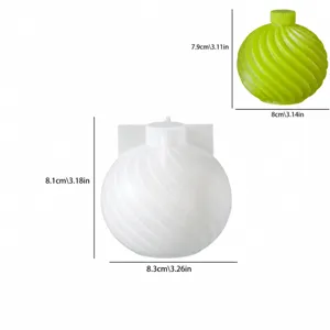 Molde de silicona para vela esfera espiral 3D fabricación artesanal yeso.