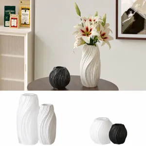 Minimalist Silicone Flower Vase Mold Geometric Wave Stripe Resin Plaster Mold Home Decor Craft Making Tool