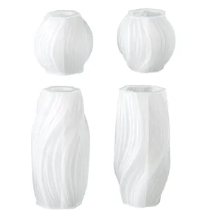 Silicone mold for vase 3D wave threaded flower pot epoxy resin casting home decor craft tool.