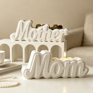 Mother Mom letter candle mold and decorative gypsum set, perfect for DIY crafting and home decor.
