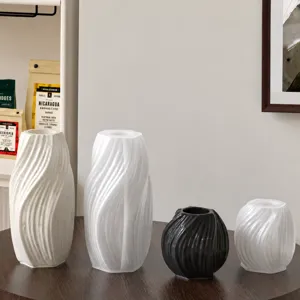 Wave striped silicone vase mold set with detailed size dimensions for aromatherapy crafts.