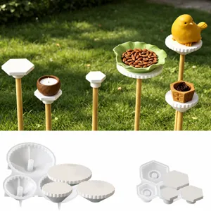 DIY Silicone Mold Hexagonal Wave Triple Display Stand Plaster Resin Mold Gardening Decor Mold