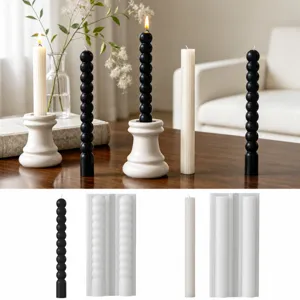 DIY Silicone Candle Mold Beaded Striped Long Pillar Candle Making Molds Aromatherapy Candle Mold Craft Home Decor