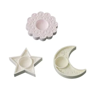 Silicone mold aromatherapy tray candle base DIY plaster mold flower star moon design home decor