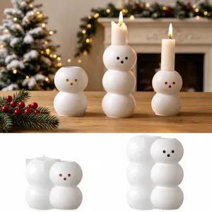 Stampo in silicone per portacandela pupazzo di neve di Natale fai da te decorazione festa.