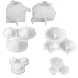 Silicone Mold DIY Hexagon Wave Tray Plaster Casting Epoxy Resin Craft Molds Set Home