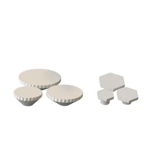 Silicone molds set for DIY plaster crafting, featuring wavy round and hexagonal stands.