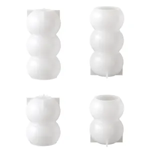 Stampo per candela in silicone bianco DIY multi strato sfera pupazzo di neve gesso craft set