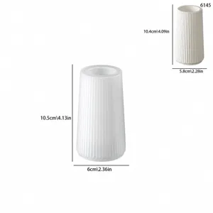White fluted stripe vase silicone mold desk organizer, compact size with clear dimension details.