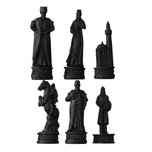 Detailed view of vintage historical chess pieces resin ornaments silicone mold set, 6 styles.