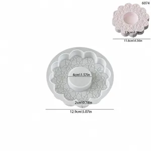 Flower candle holder silicone mold DIY gypsum aromatherapy tray candle base mold detail view