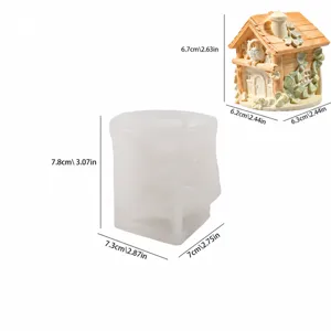 Silicone mold 3D owl tree house for handmade candle plaster DIY crafting and resin decor.