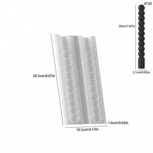 Detail view of the beaded pillar candle silicone mold with precise dimensions and clear shape.