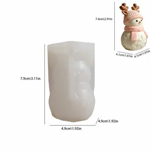 Moule en silicone bonhomme de neige flocon de neige de Noël vue détaillée avec dimensions.