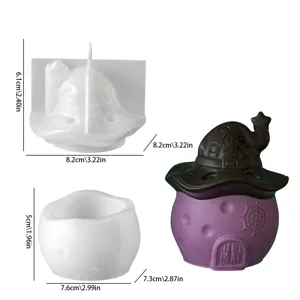 Halloween witch hat house silicone candle mold spider web resin casting DIY craft tool