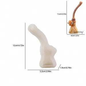 Moule en silicone de balai de squelette d'Halloween pour bougie artisanale DIY.
