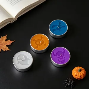 Halloween scented candle set with ghost skull witch patterns for spooky party decor